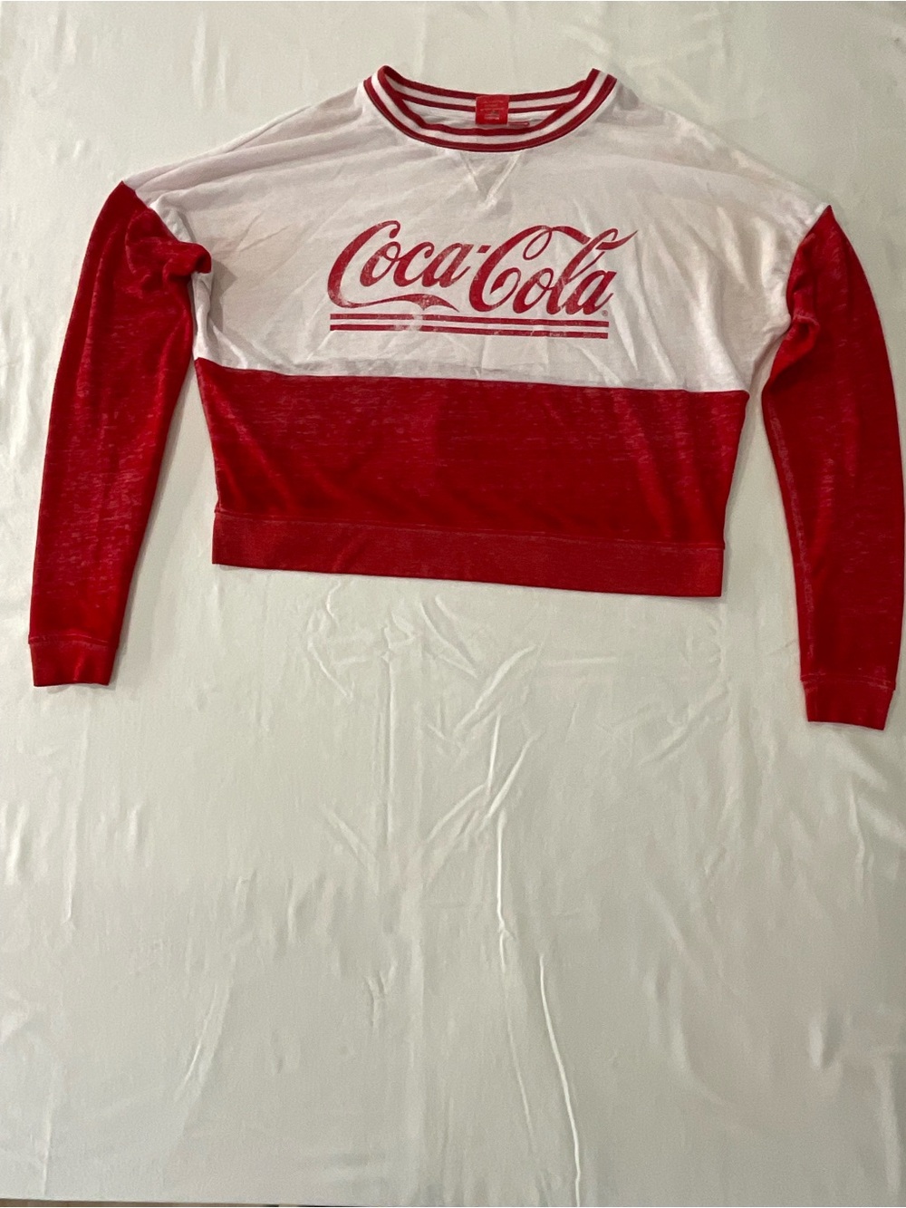 Coca Cola White and Red Cropped Logo Sweatshirt